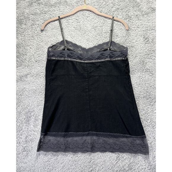 Vintage Limited Womens Sz 2 Lace Trim Black Gray Cami Tank Top Linen‎ Fairygoth - Picture 7 of 9